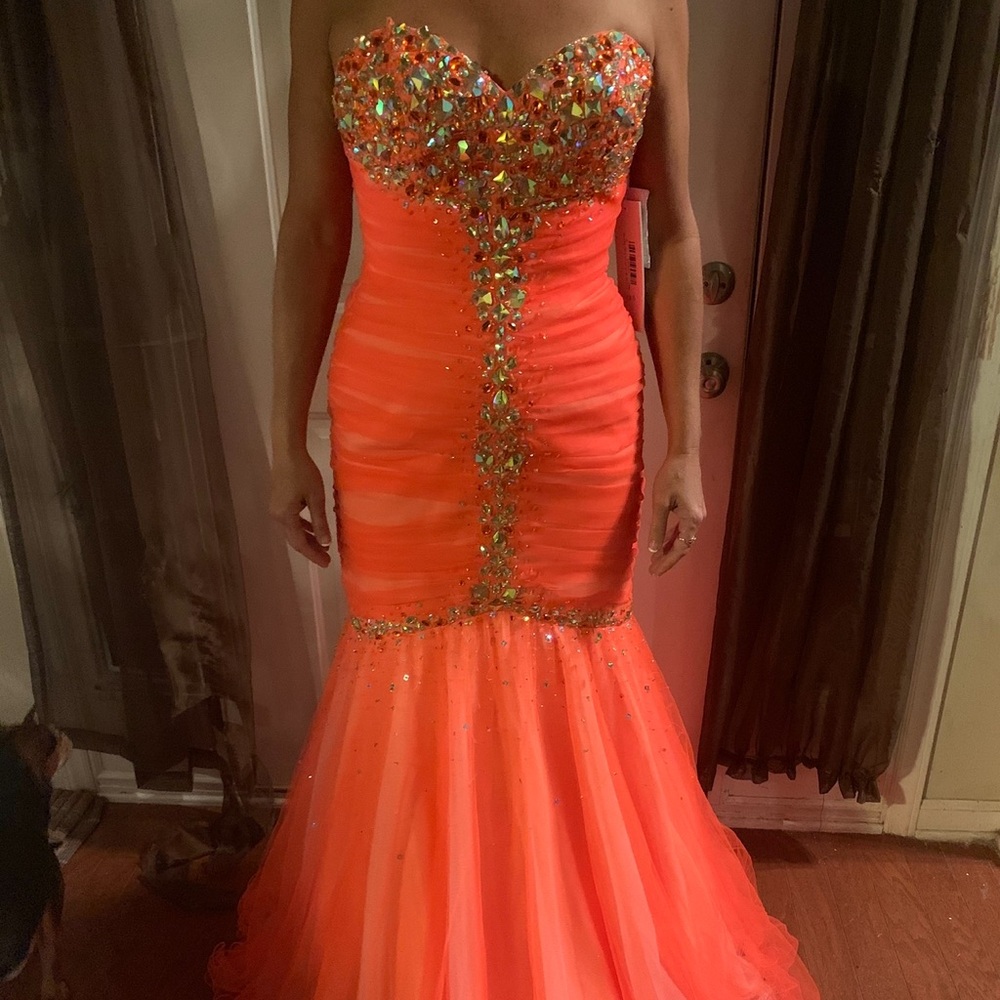 Stunning Orange Beaded Gown